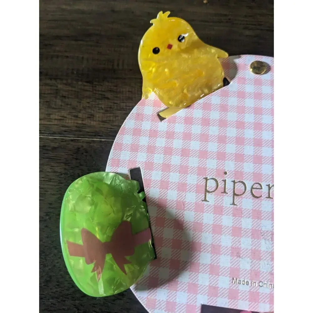 Piper K Spring Easter Hair Clips Set Of 5 New Chick Bunny Egg Flower Carrot